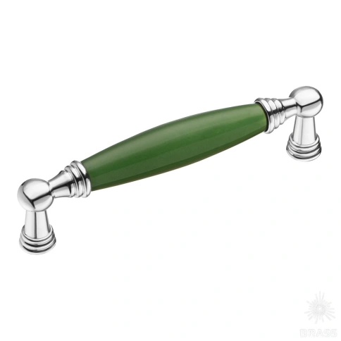 Brass Ручка скоба 1160-10-128-GREEN зелёный / глянцевый хром 128 мм фото 1