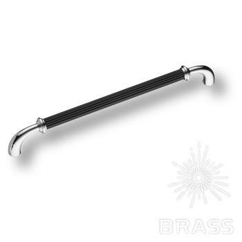 Brass Ручка скоба 362224MP02PC02 глянцевый хром с черной вставкой 224 мм фото 1