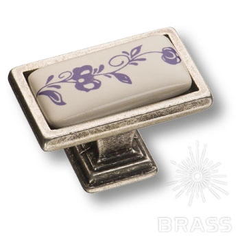 Brass Ручка кнопка 15.361.00.PO01.16 цветочный орнамент / старое серебро 32 мм фото 1