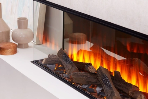 Трехсторонний электрокамин с обогревом BRITISH FIRES New Forest 1200 with Signature logs - 1200 мм фото 4