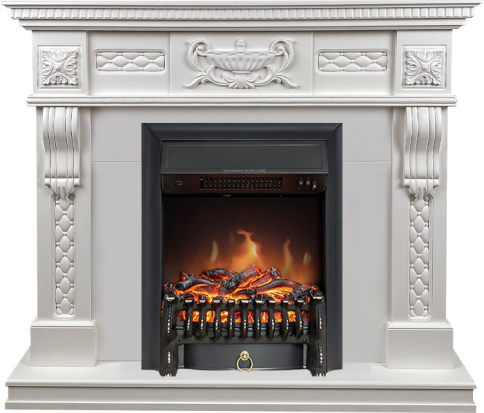 Каминокомплект Corsica - Матовый белый (Ширина 1100) с очагом Fobos FX Black фото 1