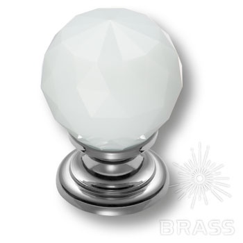 Brass Ручка кнопка эксклюзивная коллекция 9992-402 глянцевый хром с белым кристаллом фото 1