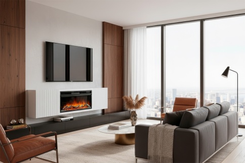 Каминокомплект Портал-тумба Sanremo (Разборный) - Бьянко белый с очагом Vision 42 LED фото 2