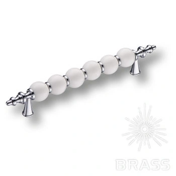 Brass Ручка скоба 2095-10-128-000 белый / глянцевый хром 128 мм фото 1