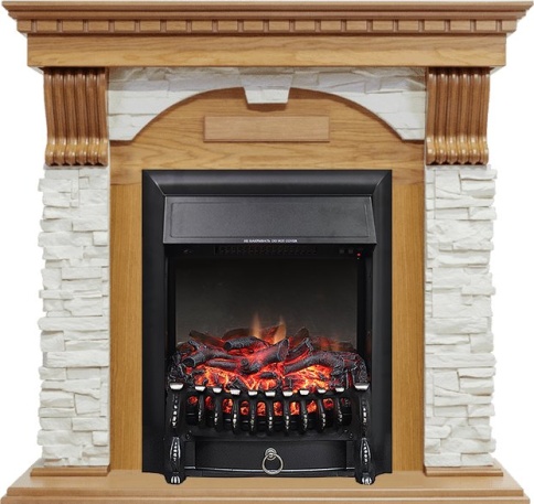 Каминокомплект Dublin - Дуб / Сланец белый с очагом Fobos FX Black фото 1