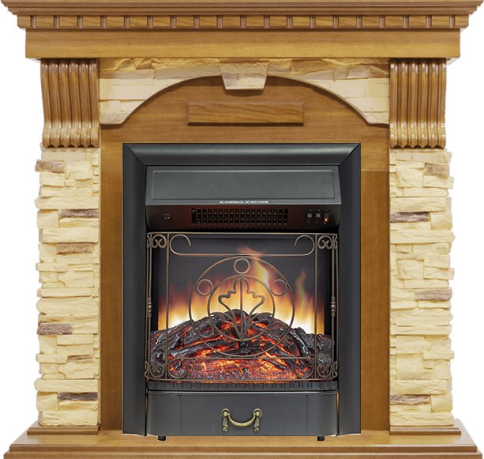 Каминокомплект Dublin -  Дуб / Сланец с очагом Majestic FX Black фото 1