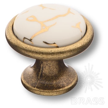 Brass Ручка кнопка 3008-40-449 GOLD орнамент (рисунок) / старая бронза фото 1