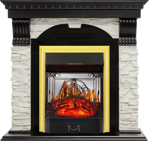 Каминокомплект Dublin - Венге / Сланец белый с очагом Majestic FX M Brass фото 2