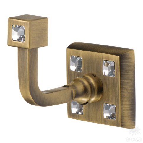 Brass Крючок однорожковый с кристаллами SWA 3506-72-013 состаренная латунь  фото 1