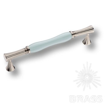 Brass Ручка скоба 2204-51-160-BLUE PEARL голубой / глянцевый никель 160 мм фото 1