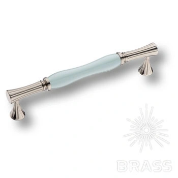 Brass Ручка скоба 2204-51-160-BLUE PEARL голубой / глянцевый никель 160 мм фото 1