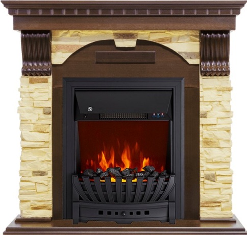 Каминокомплект Dublin угловой - Темный дуб / Сланец с очагом Aspen Black фото 2