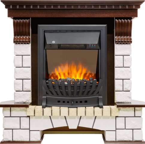 Каминокомплект Pierre Luxe - Темный дуб / Белый с очагом Aspen Black фото 1