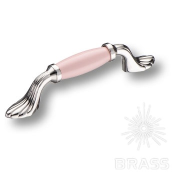 Brass Ручка скоба 1640-51-96-PINK розовый / глянцевый никель 96 мм фото 1