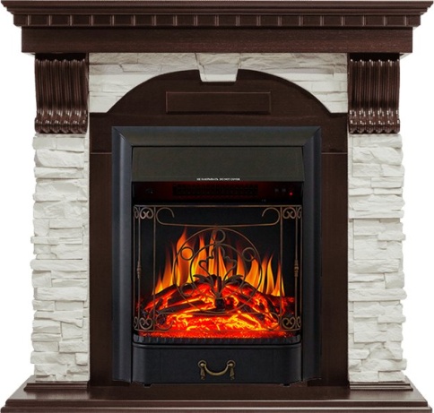 Каминокомплект Dublin - Темный дуб / Сланец белый с очагом Majestic FX Black фото 2