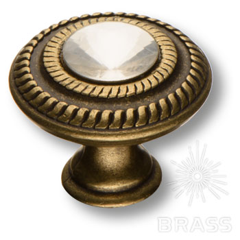 Brass Ручка кнопка эксклюзивная коллекция 15.346.30.SWA.12 античная бронза с кристаллом Swarovski фото 1
