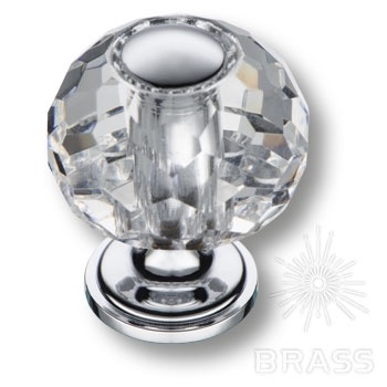 Brass Ручка кнопка 0737-005-1 латунь глянцевый хром с кристаллом фото 1