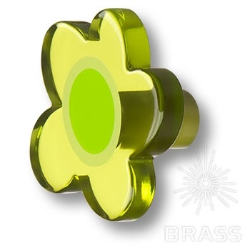 Brass Ручка кнопка детская 698VEX цветок с 5-ю лепестками зеленый фото 1