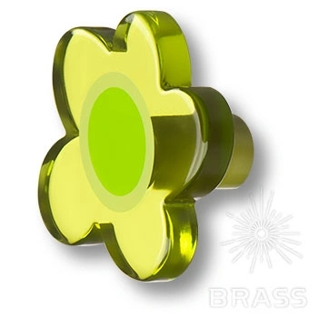 Brass Ручка кнопка детская 698VEX цветок с 5-ю лепестками зеленый фото 1