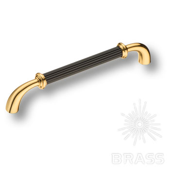 Brass Ручка скоба 362160MP11PC02 глянцевое золото с черной вставкой 160 мм фото 1