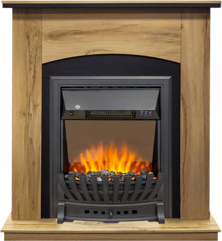 Каминокомплект Barcelona (разборный) - Дуб галифакс с очагом Aspen Black фото 1