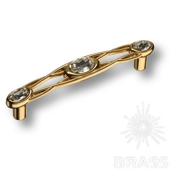 Brass Ручка скоба эксклюзивная коллекция 15.133.96.SWA.19 глянцевое золото с кристаллами Swarovski 96 мм   фото 1
