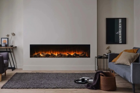 Трехсторонний электрокамин с обогревом BRITISH FIRES New Forest 1900 with Signature logs - 1900 мм фото 2