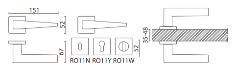 Brass Ручка дверная HA244RO11 BBN PRIZMA черный матовый никель фото 2