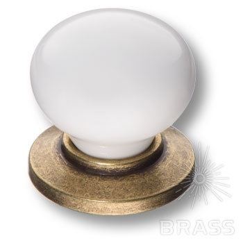 Brass Ручка кнопка 3005-40-000 белый / старая бронза фото 1