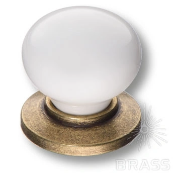 Brass Ручка кнопка 3005-40-000 белый / старая бронза фото 1