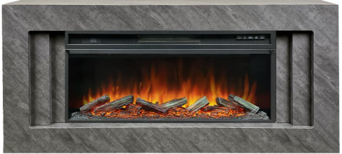 Каминокомплект Line 42 Concrete - Серый бетон с очагом Vision 42 LOG LED фото 1