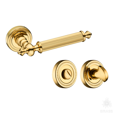 Brass Ручка дверная в комплекте с заверткой для ванной комнаты 0212-003W латунь, глянцевое золото фото 1