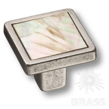 Brass Ручка кнопка 15.320.00.MP 05 16 старое серебро с перламутром фото 1