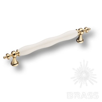 Brass Ручка скоба 1670-60-160-000 белый / глянцевое золото 160 мм фото 1
