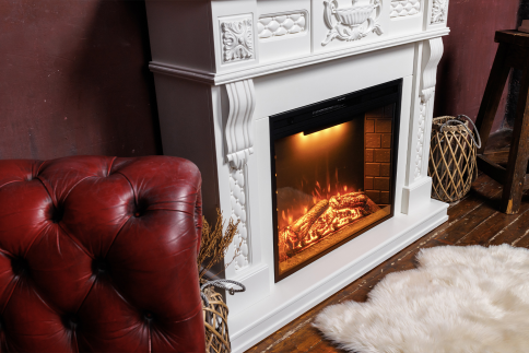 Каминокомплект Corsica - Матовый белый (Высота 1110мм) с очагом Emerald 28 фото 3