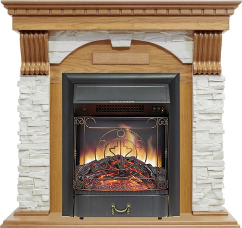 Каминокомплект Dublin - Дуб / Сланец белый с очагом Majestic FX Black фото 1