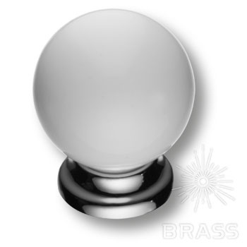 Brass Ручка кнопка 5102-402 глянцевый хром с белым шаром фото 1