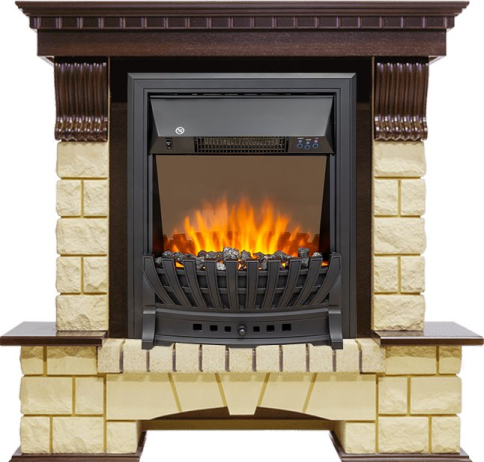 Каминокомплект Pierre Luxe - Темный дуб / Шампань с очагом Aspen Black фото 1