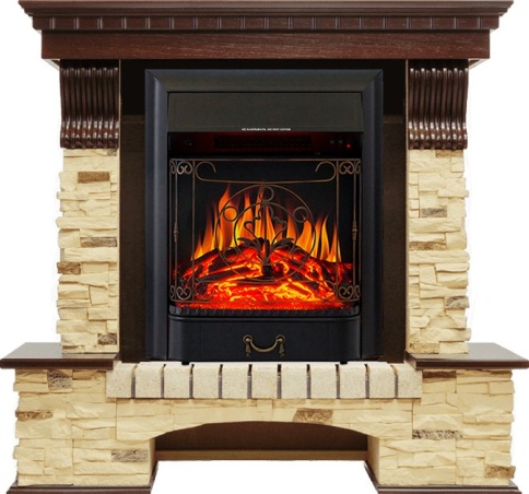 Каминокомплект Pierre Luxe - Темный дуб / Сланец с очагом Majestic FX Black фото 2