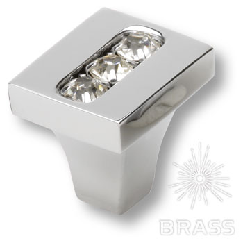 Brass Ручка кнопка 0771-005-1 латунь глянцевый хром с кристаллами Swarovski фото 1