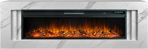 Каминокомплект Line 60 SFT White Marble - Белый мрамор с очагом Vision 60 LOG LED фото 1