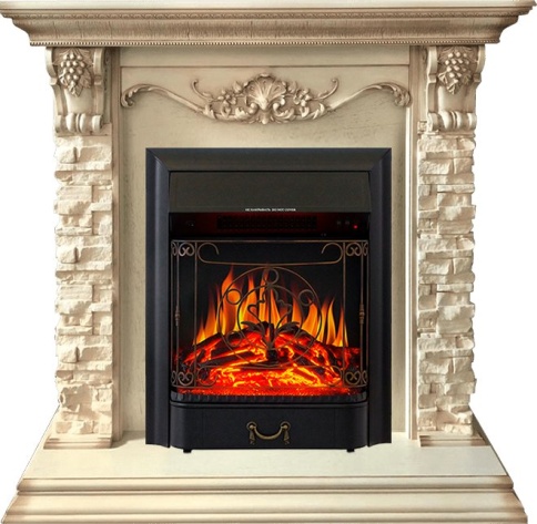Каминокомплект Adriana - Cлоновая кость с очагом Majestic FX Black фото 2
