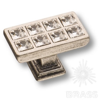 Brass Ручка кнопка 15.349.00.SWA.16 старое серебро с кристаллом Swarovski фото 1