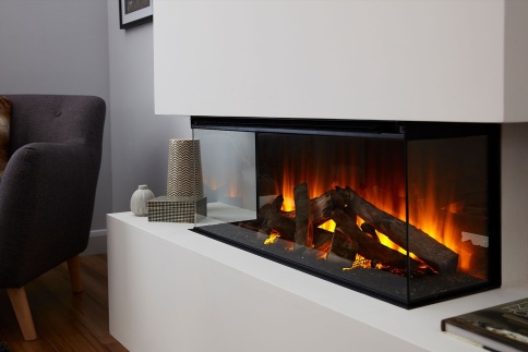 Трехсторонний электрокамин с обогревом BRITISH FIRES New Forest 870 with Deluxe Real logs - 870 мм фото 1