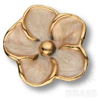 Brass Ручка кнопка SMALL PAPATYA-69-KREM PEARL глянцевое золото фото 1