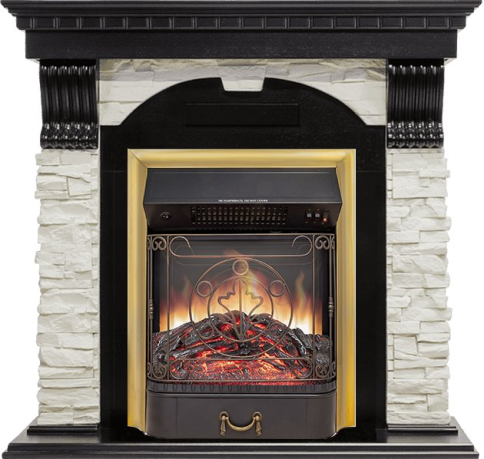 Каминокомплект Dublin - Венге / Сланец белый с очагом Majestic FX M Brass фото 1