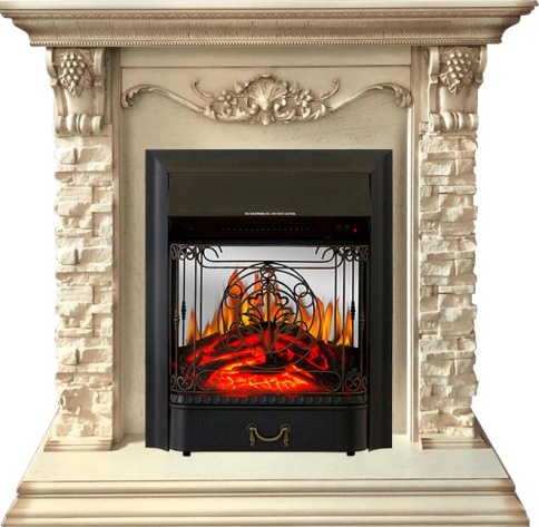 Каминокомплект Adriana - Cлоновая кость с очагом Majestic FX M Black фото 1
