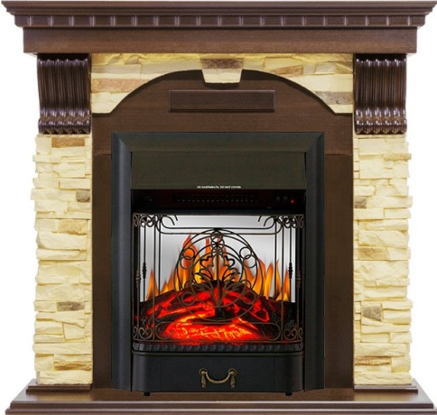Каминокомплект Dublin угловой - Темный дуб / Сланец с очагом Majestic FX M Black фото 1