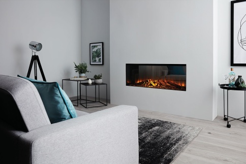 Трехсторонний электрокамин с обогревом BRITISH FIRES New Forest 1200 with Deluxe Real logs - 1200 мм фото 1