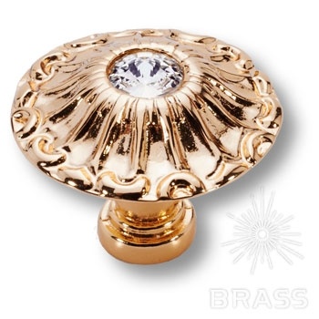 Brass Ручка кнопка эксклюзивная коллекция 15.304.24.SWA.19 глянцевое золото 24 K фото 1